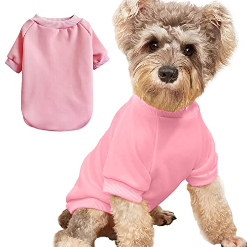 Puppy Sweater for Small Dogs Clothes Warm Winter Cat Clothe Pet Sweatshirt Knitwear Doggie Kitten Clothing, Pink, Large von JOUHOI