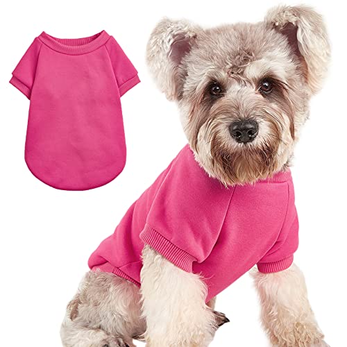 Puppy Sweater for Small Dogs Clothes Warm Winter Cat Clothe Pet Sweatshirt Knitwear Doggie Kitten Clothing, Rose, Small von JOUHOI