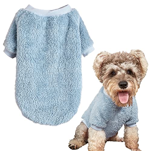 Warm Puppy Winter Pullover Verdickte Plüsch Haustier Hund Kleidung für kleine Hunde Kleidung, Blau, Medium von JOUHOI