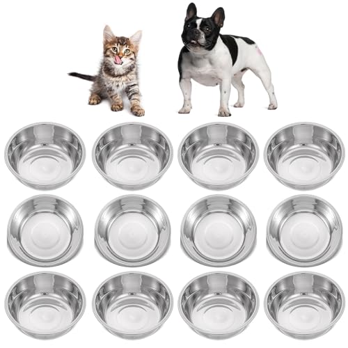 12 Stück Edelstahl-Katzennäpfe, 14 cm große Metall-Katzennäpfe, Ersatznapf für erhöhte Futter- und Wassernäpfe für Innenkätzchen, Schnurrhaar, Müdigkeit, flaches Futter, Metallschale für streunende 12 Stück Edelstahl-Katzennäpfe, 14 cm große Metall-Katzennäpfe, Ersatznapf für erhöhte Futter- und Wassernäpfe für Innenkätzchen, Schnurrhaar, Müdigkeit, flaches Futter, Metallschale für streunende von JOUTYFOR