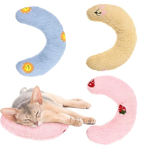 JOUTYFOR Katzenkissen für Hauskatzen, ultraweiches, flauschiges Katzen-Kissen, halber Donut-Kuscheltier mit niedlichem Stickmuster, unterstützt den Hals des Haustiers, maschinenwaschbar, 3 Packungen JOUTYFOR Katzenkissen für Hauskatzen, ultraweiches, flauschiges Katzen-Kissen, halber Donut-Kuscheltier mit niedlichem Stickmuster, unterstützt den Hals des Haustiers, maschinenwaschbar, 3 Packungen von JOUTYFOR