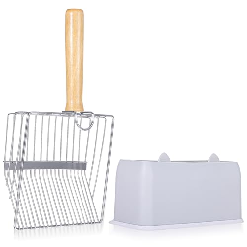 JOUTYFOR Schnell siebende Katzenstreuschaufel mit Halter, 2 Breiten von Schlitzen, Edelstahl-Kotschaufel mit ergonomischem Holzgriff, robust und leicht zu reinigen JOUTYFOR Schnell siebende Katzenstreuschaufel mit Halter, 2 Breiten von Schlitzen, Edelstahl-Kotschaufel mit ergonomischem Holzgriff, robust und leicht zu reinigen von JOUTYFOR