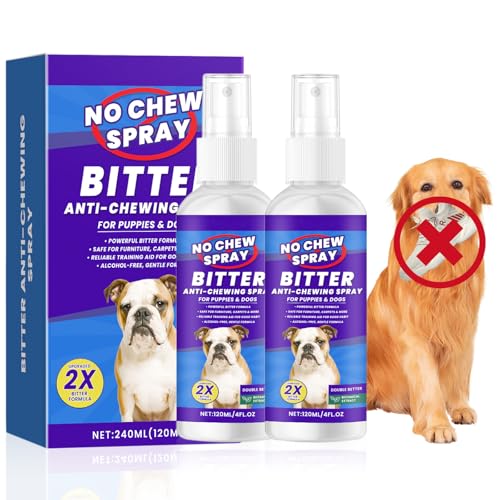 JOVIAL 2 Stück Bitterspray Hund, 240ml Anti Kau Spray, Erziehungshilfen für Hunde um das Kauen und Lecken von Möbeln, Schuhen, Bandagen zu Stoppen, Sicher für Innen- und Außenanwendung von JOVIAL
