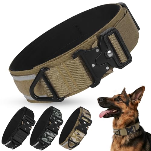 Taktisches Hundehalsband Reflektierend mit Metallschnalle, Weich Gepolstertes Nylon Hundehalsband 5cm Breit Verstellbare Halsband für Mittlere Große Hunde Jagd Training Freizeit Outdoor von JOVIAL