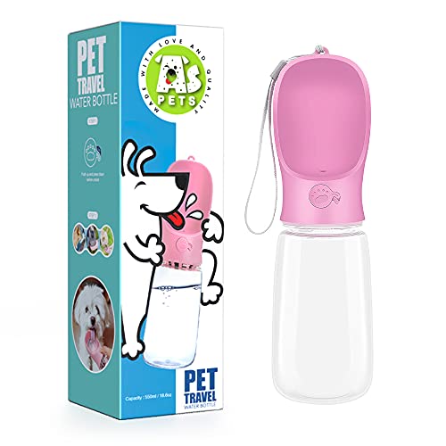 AS Pets Tragbare Wasserflasche für Hunde, Haustier-Wasserspender, Haustier-Wasserflasche, geeignet zum Spazierengehen, antibakteriell, auslaufsicher, Hundegeschenk (Rosa, 550 ml) von JOX