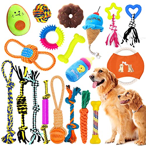 JOYBOY 19 Pcs Hundespielzeug Set,Hund Kauspielzeug,100% natürliche Baumwolle,Interaktives Pet Rope Spielzeug, Dog Spiel Hundespielzeug Ball für Kleine Mittlere GroßE Hunde JOYBOY 19 Pcs Hundespielzeug Set,Hund Kauspielzeug,100% natürliche Baumwolle,Interaktives Pet Rope Spielzeug, Dog Spiel Hundespielzeug Ball für Kleine Mittlere GroßE Hunde von JOYBOY