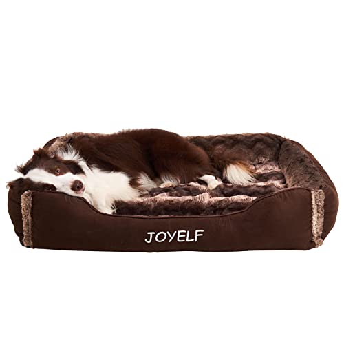 JOYELF Großes Hundebett mit waschbarem Bezug, ultraweiches Hundesofa & wärmendes Haustierbett für Katzen oder Hunde, atmungsaktivem, weichem Baumwoll- und Quietschspielzeug als Geschenk von JOYELF