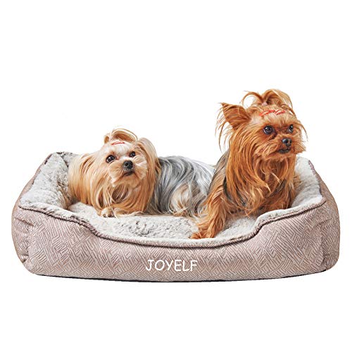 JOYELF Hundebett Waschbares beruhigendes Katzenbett, Anti-Angst-Hundebett & Sofa, süßes Flauschiges Haustier-Couchbett für Welpen, Kätzchen, kleine Hunde und Katzen - kleines Rechteck von JOYELF