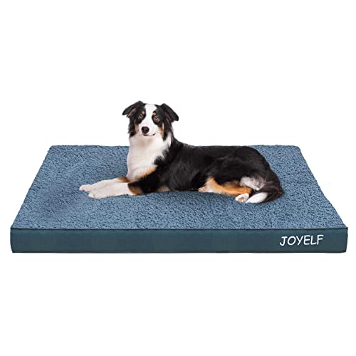JOYELF Large Hundebettmatte für mittlere bis große Hunde, Eierkistenschaum-Haustierbettmatte mit wasserdichtem und abnehmbarem waschbarem Bezug von JOYELF