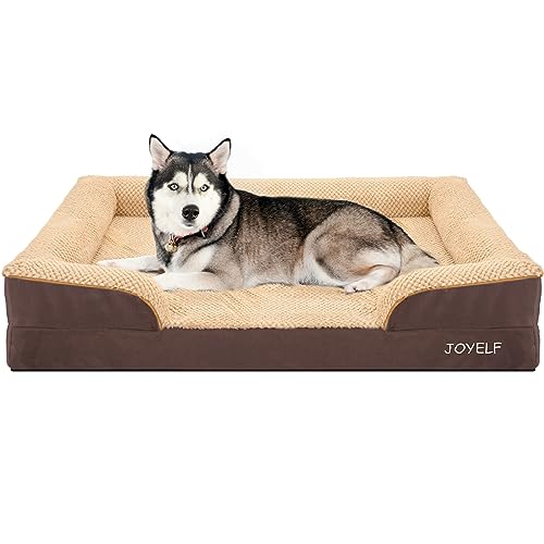 JOYELF Orthopädisches Hundebett für extra große Hunde, Schaumstoff-Sofa-Couch-Bett, wasserdichtes Haustierbett mit abnehmbarem, waschbarem Bezug und rutschfestem Boden für Hunde - Kaffee von JOYELF