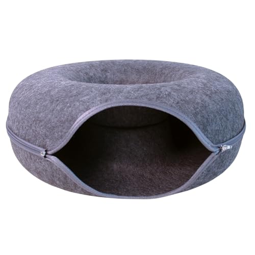 JOYHAZE Katzennest aus Filz, Tunnel, 50 cm, groß, rund, Donut-Training, Katzenhöhle, tragbar, gemütliches Bett, versteckt Kätzchen, Spielzeug, abnehmbarer Reißverschluss, geschlossenes Haustier, JOYHAZE Katzennest aus Filz, Tunnel, 50 cm, groß, rund, Donut-Training, Katzenhöhle, tragbar, gemütliches Bett, versteckt Kätzchen, Spielzeug, abnehmbarer Reißverschluss, geschlossenes Haustier, von JOYHAZE