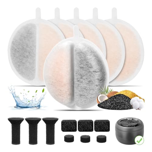 6 Stück Katzenbrunnen Filter, Katzen Trinkbrunnen Filter, Cat Fountain Filter mit Dreifaches Filtersystem mit Harz und Aktivkohle, für die Wasserfiltration, Katzen und Hunde von JOYIAL
