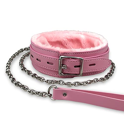 Hundehalsband aus Leder mit Leine, PU-Leder, mit Pelzfutter, Halskette mit Langer und langlebiger Abnehmbarer Leinenkette, Rosa Hundehalsband aus Leder mit Leine, PU-Leder, mit Pelzfutter, Halskette mit Langer und langlebiger Abnehmbarer Leinenkette, Rosa von JOYMIN