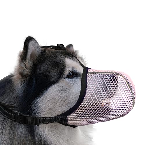 JOYPAWS Hundemaulkorb für extra große Hunde - Anti Bellen / Beißen / Kauen - Reflektierender & verstellbarer Korbmaulkorb mit Luftnetz für Deutscher Schäferhund, Rosa, XXL von JOYPAWS