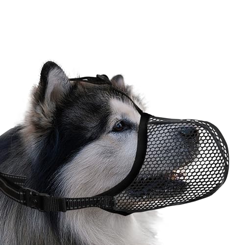 JOYPAWS Maulkorb für Hunde, atmungsaktiv, weich, für extra große Hunde, gegen Bellen, Beißen, Kauen, reflektierender und verstellbarer Korbmaulkorb mit Luftnetz, für Deutscher Schäferhund, Schwarz, von JOYPAWS