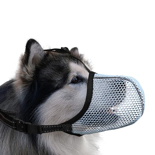 JOYPAWS Maulkorb für Hunde, atmungsaktiv, weich, für extra große Hunde, gegen Bellen, Beißen, Kauen, reflektierender und verstellbarer Korbmaulkorb mit Luftnetz, für Deutscher Schäferhund, Blau, XXL von JOYPAWS