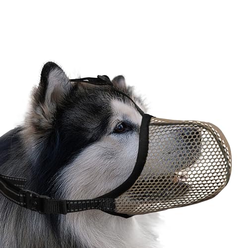 JOYPAWS Maulkorb für Hunde, atmungsaktiv, weich, für extra große Hunde, gegen Bellen, Beißen, Kauen, reflektierender und verstellbarer Korbmaulkorb mit Luftnetz, für Deutscher Schäferhund, Braun, XXL von JOYPAWS