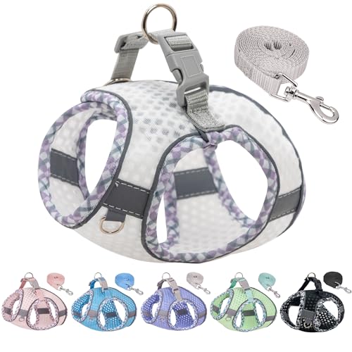 JOYPAWS Summer Soft Dog Harness and Leash Set, Ultra Thin Breathable Diamond Mesh, Step in Adjustable Dog Harness with Padded Vest for Medium Size Dogs in Hot Weather White L von JOYPAWS