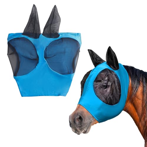 JPGhaha Fliegenmaske Pferd 36,5 * 20CM Anti-Fliegen-Pferdemaske Anti-UV mit Ohren Pferd Mesh Fliegenmaske Atmungsaktiv Super-fit Pferdefliegenmaske mit Elastische Spannung Blau JPGhaha Fliegenmaske Pferd 36,5 * 20CM Anti-Fliegen-Pferdemaske Anti-UV mit Ohren Pferd Mesh Fliegenmaske Atmungsaktiv Super-fit Pferdefliegenmaske mit Elastische Spannung Blau von JPGhaha