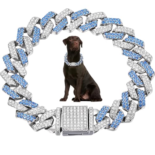 Blaue Hundekette, kubanisches Glieder-Hundehalsband, glitzernde Katzen, Metall, Kristall, glitzernde Diamanten, Strass, Welpenkette, Halsbänder für kleine, mittelgroße und große Haustiere, Mädchen Blaue Hundekette, kubanisches Glieder-Hundehalsband, glitzernde Katzen, Metall, Kristall, glitzernde Diamanten, Strass, Welpenkette, Halsbänder für kleine, mittelgroße und große Haustiere, Mädchen von JPOJPO