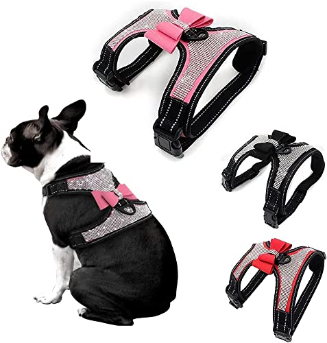 Hundegeschirr-Set mit Strasssteinen, Fliege, reflektierend, niedlich, glitzernd, weiche Diamanten, Katzenweste, glitzernd, Schwarz, XL Hundegeschirr-Set mit Strasssteinen, Fliege, reflektierend, niedlich, glitzernd, weiche Diamanten, Katzenweste, glitzernd, Schwarz, XL von JPOJPO