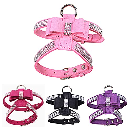 Hundegeschirr mit Leine, mit Fliege, niedlich, glitzernd, weich, lustig, verstellbar, Diamanten, Katzenweste, glitzernd, für Jungen und Mädchen, schwarz, Größe M Hundegeschirr mit Leine, mit Fliege, niedlich, glitzernd, weich, lustig, verstellbar, Diamanten, Katzenweste, glitzernd, für Jungen und Mädchen, schwarz, Größe M von JPOJPO