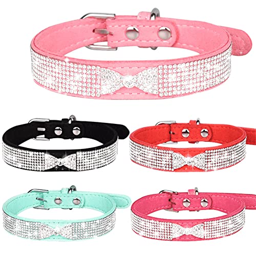 Hundehalsband, Strass-Fliege, niedlich, glitzernd, schillernd, weiches Leder, Katzenhalsband, Kristall, Diamant, Jungen und Mädchen, kleines Welpen, Kätzchen, Blau XXS Hundehalsband, Strass-Fliege, niedlich, glitzernd, schillernd, weiches Leder, Katzenhalsband, Kristall, Diamant, Jungen und Mädchen, kleines Welpen, Kätzchen, Blau XXS von JPOJPO