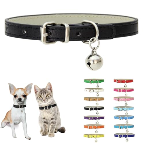 Hundehalsband mit Glöckchen, für Katzen, Haustiere, kleine Hunde, Glöckchen, kleines Mädchen, weiblich, Jungen, Welpen, Halsband für XS, XS, XS, extra Rassen, Schwarz Hundehalsband mit Glöckchen, für Katzen, Haustiere, kleine Hunde, Glöckchen, kleines Mädchen, weiblich, Jungen, Welpen, Halsband für XS, XS, XS, extra Rassen, Schwarz von JPOJPO