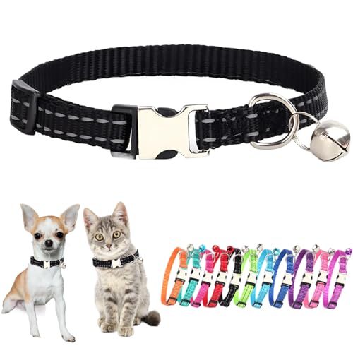 Hundehalsband mit Glöckchen, für Katzen, kleine Glöckchen, kleines Mädchen, weiblich, Jungen, Kätzchen, Welpen, Halsband für XS, XS, extra Rassen, Schwarz Hundehalsband mit Glöckchen, für Katzen, kleine Glöckchen, kleines Mädchen, weiblich, Jungen, Kätzchen, Welpen, Halsband für XS, XS, extra Rassen, Schwarz von JPOJPO