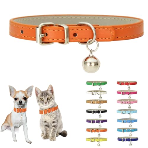 Orange XXS Hundehalsband mit Glöckchen, Welpenhalsband mit Glöckchen, Katze, Haustiere, kleine Hunde, Glöckchen, kleines Mädchen, weiblich, Jungen, Welpenhalsband für XS, XS, XS, extra Rassen von JPOJPO