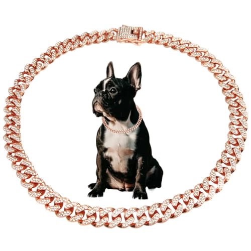 Rotgoldenes kubanisches Glieder-Hundehalsband, glitzerndes Hundehalsband für kleine Hunde, Halskette, Metall, Kristall, glitzernd, Strass, Welpen, Katzen, Halsbänder für kleine, mittelgroße und große Rotgoldenes kubanisches Glieder-Hundehalsband, glitzerndes Hundehalsband für kleine Hunde, Halskette, Metall, Kristall, glitzernd, Strass, Welpen, Katzen, Halsbänder für kleine, mittelgroße und große von JPOJPO