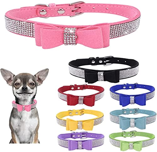 Strass-Hundehalsband, Fliege, niedliches glitzerndes Leder, Katzenhalsband, Kristalldiamanten, klein, mittel, groß, rosa XXL Strass-Hundehalsband, Fliege, niedliches glitzerndes Leder, Katzenhalsband, Kristalldiamanten, klein, mittel, groß, rosa XXL von JPOJPO