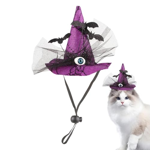 Halloween-Hut mit Katzen-Thema, Halloween-Hüte für Hunde | Design Hexen, Fledermäuse, Augen, verstellbar, mittlere Größe, Zubehör für Party und Foto Halloween-Hut mit Katzen-Thema, Halloween-Hüte für Hunde | Design Hexen, Fledermäuse, Augen, verstellbar, mittlere Größe, Zubehör für Party und Foto von JPSDOWS