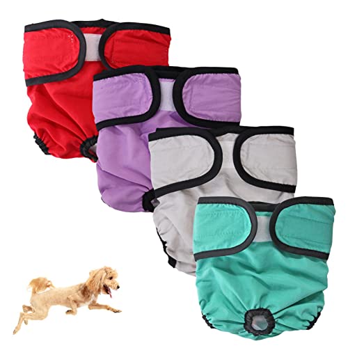 Hundewindeln weiblich,Waschbare Hundewindeln für Hündinnen mit verstellbarem Design, 4 Stück | Helles Farbdesign für kleine Hunde, Welpen und weibliche Haustiere Jpsdows von JPSDOWS