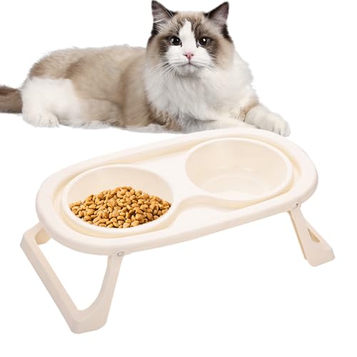 JPSDOWS Erhöhte Katzenschüssel, Wasser- und Futternapf für Katzen – Höhe abnehmbar und höhenverstellbar | Futternapf für Haustiere, spritzwassergeschützt von JPSDOWS