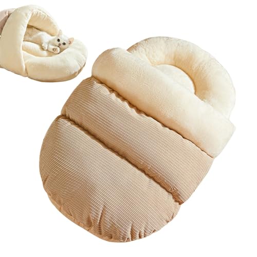 Kuscheliges Katzenbett, Haustierbett aus Cord - halbgeschlossenes Katzenbett in Pantoffel-Form | Fleece-Futter in Pantoffelform Kätzchenbett Höhle Bett für von JPSDOWS