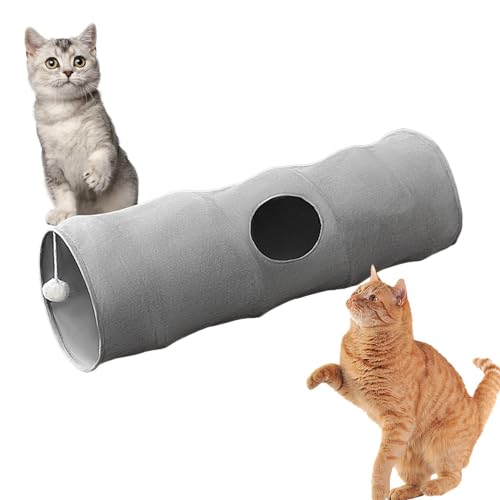 JPSDOWS Langer gerader Katzentunnel, Katzentunnelspielzeug | Katzentunnel für Wohnungskatzen,Katzenspielzeug, zusammenklappbares Tunnelrohr mit Gucklochbällen für Kaninchen, Kätzchen, Frettchen, von JPSDOWS