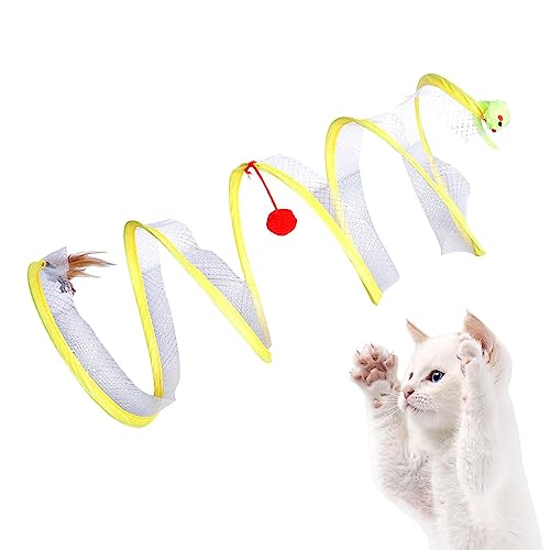 Katzenrohr | Katzentunnelspielzeug Typ S - Mit faltbarem Katzenspielzeug mit Plüschfedermaus, um die Welpen der Neugier Ihrer Jpsdows Katze zu befriedigen von JPSDOWS