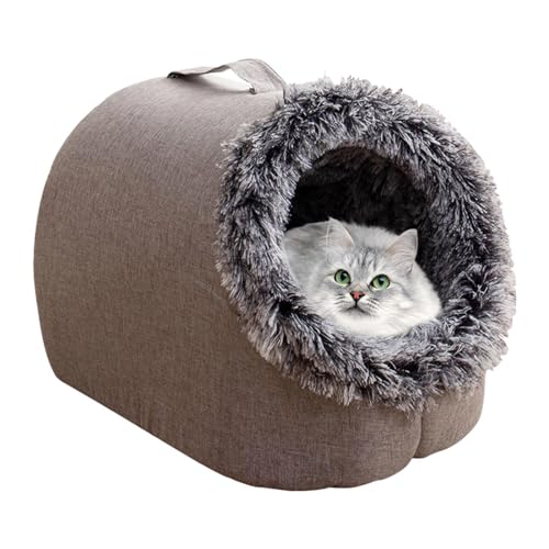 Winterkatzenhöhle, tragbare Katzentasche aus Plüsch für Katzen mit Wärmespeicherung | Tierbetten für Schlafzimmer, Balkon, Wohnzimmer, Garten, Reise von JPSDOWS