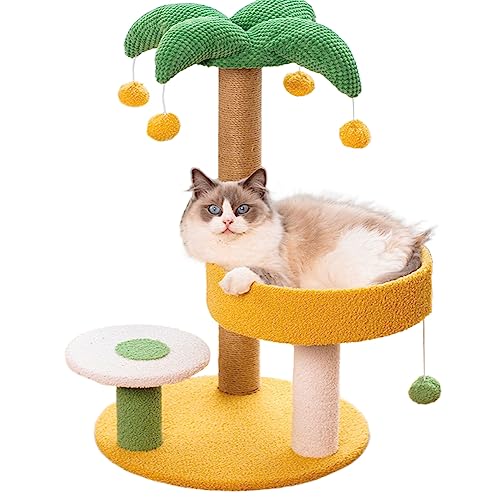 JQTOP Katzenkratzbaum, Kaktus Katzenkratzbaum mit Sisalseil & Mehrere baumelnde Bälle, Katze Interaktives Spielzeug für Katzen Indoor Klettern Spielen, Geschenk für Katzen Kokosnussbaum von JQTOP