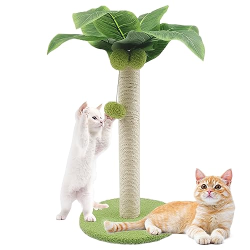 JQTOP Katzenkratzbaum, Katzenkratzbaum mit natürlichem Sisalseil mit 1 hängenden Ball für Indoor Kätzchen und Katzen von JQTOP