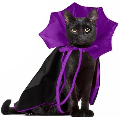 Katzen-Vampir-Umhang, Halloween-Hundekostüm und Haustier-Cosplay-Outfit für Welpen und Kätzchen, Violett Katzen-Vampir-Umhang, Halloween-Hundekostüm und Haustier-Cosplay-Outfit für Welpen und Kätzchen, Violett von JQTOP