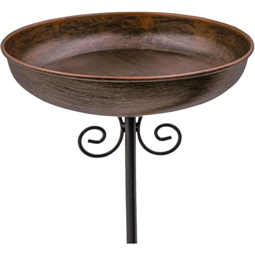 Kleine Metallschale für den Außenbereich, 25,4 cm Durchmesser, Metall-Vogeltränke, ausgestattet mit stabilen Aufwertungspfähle, Vogeltränke, Garten, Hof, Rasen-Dekoration Kleine Metallschale für den Außenbereich, 25,4 cm Durchmesser, Metall-Vogeltränke, ausgestattet mit stabilen Aufwertungspfähle, Vogeltränke, Garten, Hof, Rasen-Dekoration von JQTOP