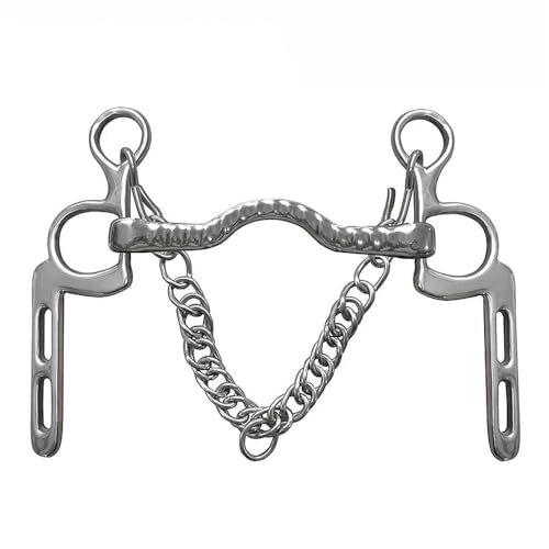 120/125/127/130/135mm Edelstahl Pferde Gag Kauen Durable Curb Haken Halskette Volle Wange Snaffle Bit Pferdesport Pferdeausrüstung(BT0901 135mm) von JQVDE