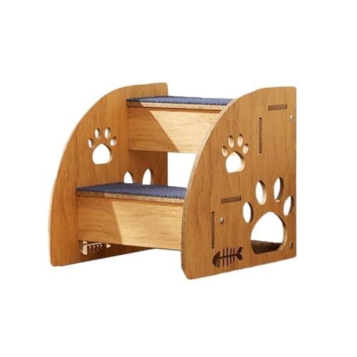 Haustiertreppe passend zum Hundebett Tiertreppe Hunderampe Hochbett Hundebetklettern Holztreppe Rutschfest Hundebett passend für Hundebett(2 Layer) von JQVDE