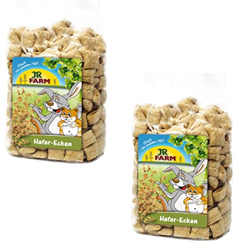 JR Farm Hafer-Ecken | Doppelpack | 2 x 100g | Ergänzungsfuttermittel für Zwergkaninchen und Nager | Ein luftig-locker gebackenes, fettarmes und eiweißreiches Knuspergebäck von JR Farm