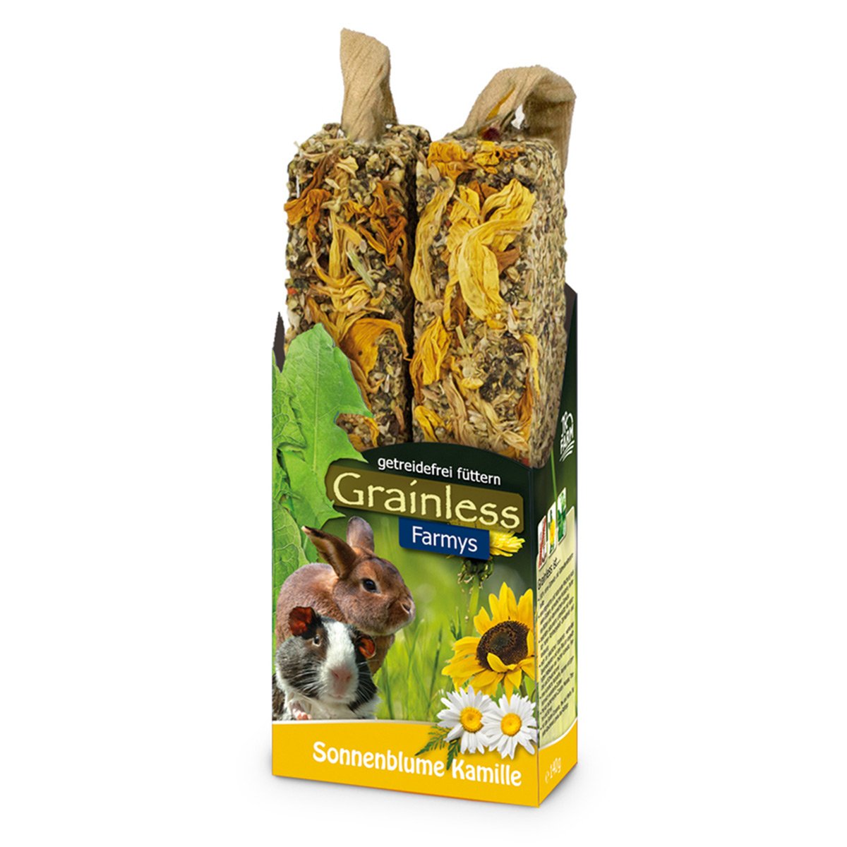 JR Farm Nagersnack Grainless Farmys Sonnenblume-Kamille 2x140g von JR Farm