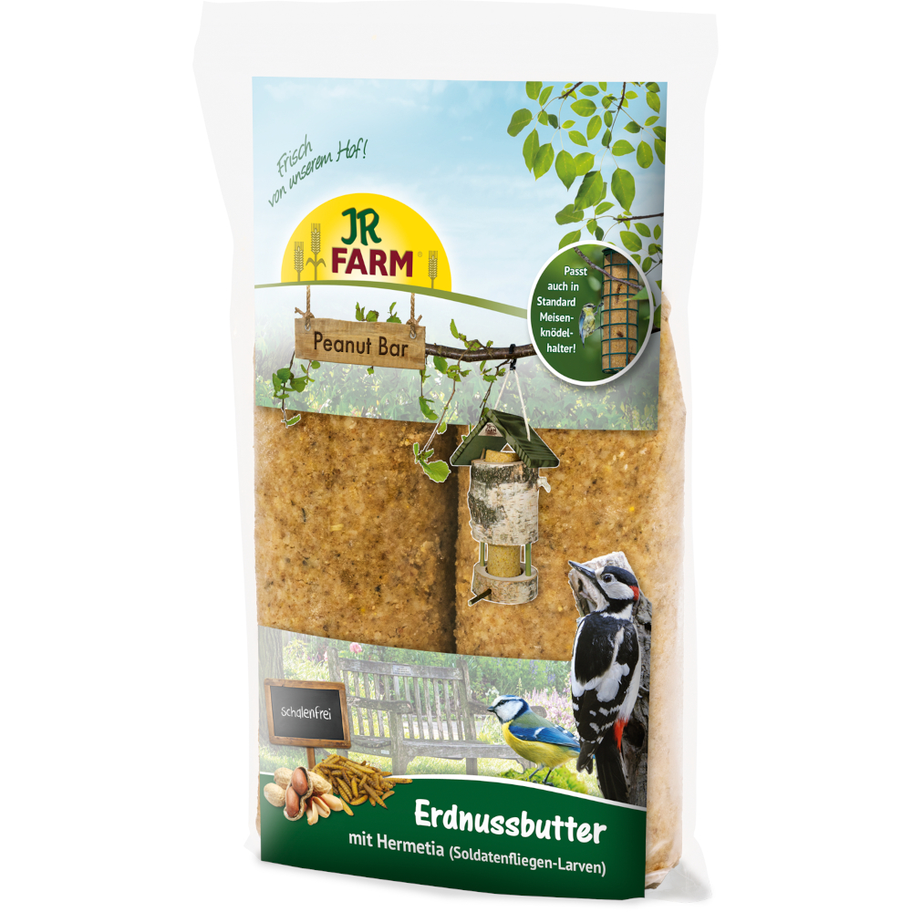 JR Garden Peanut Bar Erdnuss-Turm inkl. Nachfüller - Extra Nachfüller: 2 Stück á 700 g JR Garden Peanut Bar Erdnussbutter mit Hermetia von JR Farm