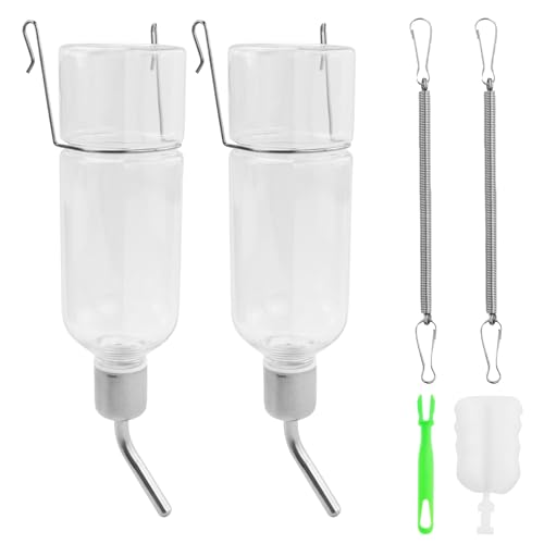 2 Stück Hängende Haustier Wasserflasche mit Reinigungsbürste, Trinkflasche, 350ml Haustier Trinker, Transparente Kapazität Trinkflasche von JRSHIRLEYLTD
