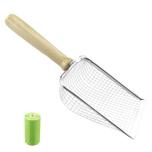 5 mm Katzenschaufel Edelstahl für katzenklo,Porengröße Metall Katzenschaufel,Griff aus Massivholz Katzentoilette Scooper, Cat litter Scoop antihaftbeschichtet Aluminiumlegierung, Kitty Metallschaufel von JRSHIRLEYLTD